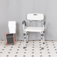 Flash Furniture DC-HY3523L-WH-GG HERCULES Series 300 Lb. Capacity Adjustable White Bath & Shower Chair with Quick Release Back & Arms